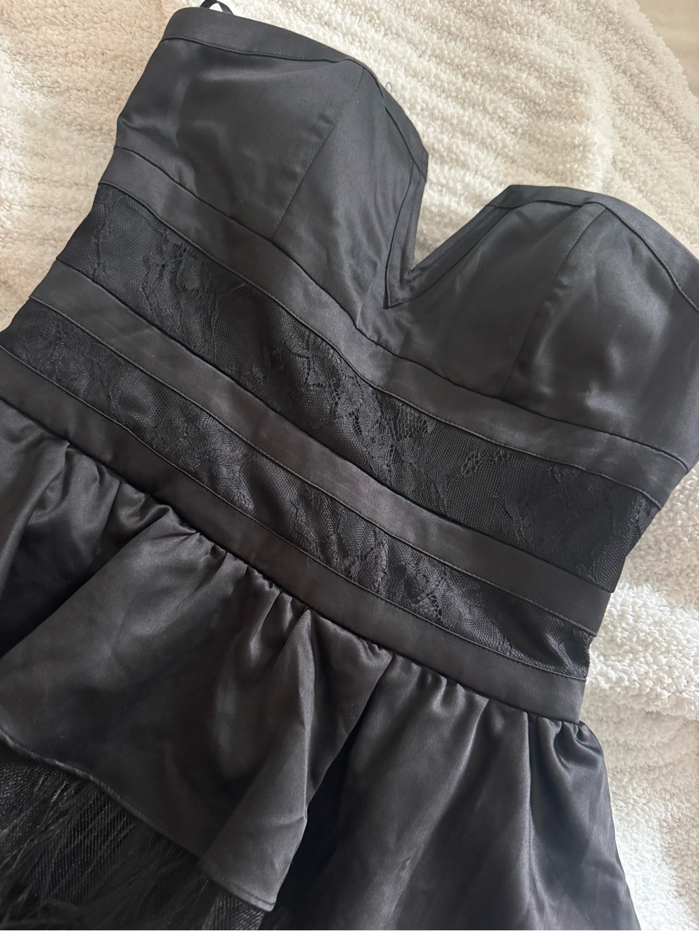 bebe Strapless Ruffled Mini Dress - Picture 3 of 6